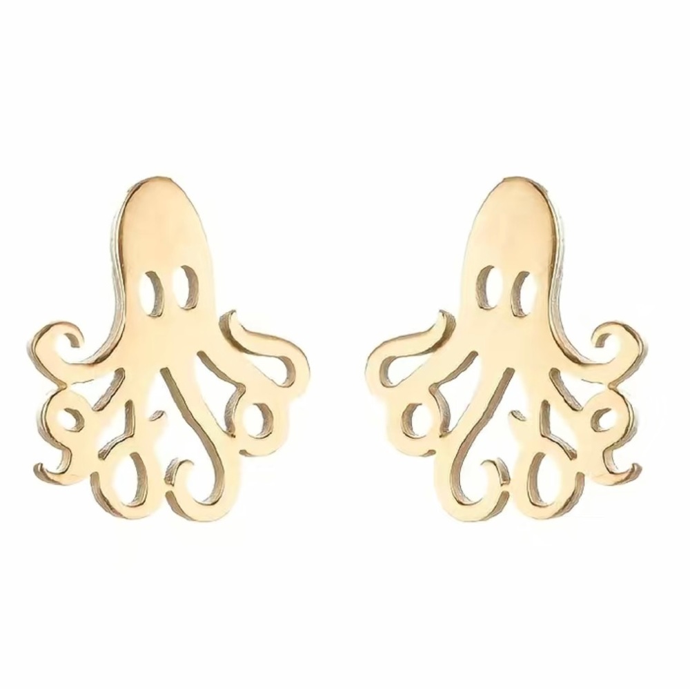 Stainless Steel Octopus Stud Earrings